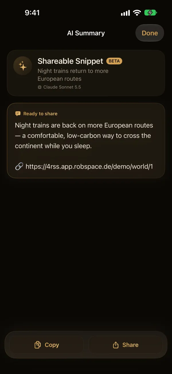 4RSS — Shareable snippet