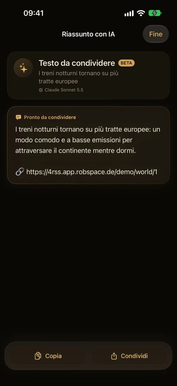 4RSS — Testo da condividere